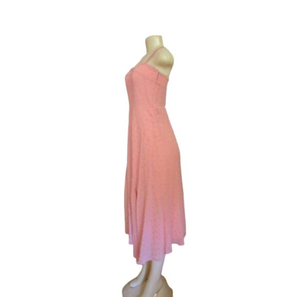 Rebecca Taylor Pink Swiss Dot Sleeveless Maxi Dress Size 2 - Picture 4 of 10